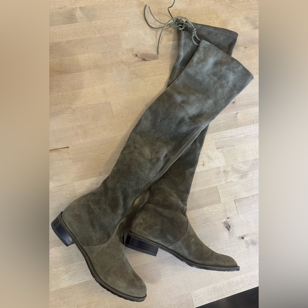 Stuart Weitzman Olive Green Over-the-Knee Suede Boots